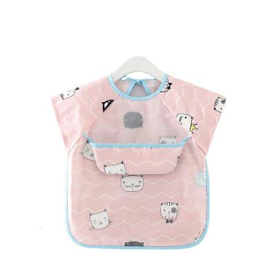 夏季薄款儿童罩衣纯棉防水短袖反穿衣宝宝吃饭衣围裙小孩围兜护衣