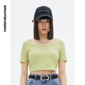 [1件5折价:39.5]美特斯邦威新基本印花方领T恤女春季新款时尚百搭上衣