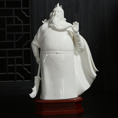 MULTIPOTENT茶宠摆件中国白陶瓷工艺品办公室客厅居家摆件周崇邓作品-关公像