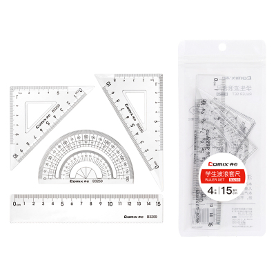 齐心 B3259 学生波浪套尺 透明