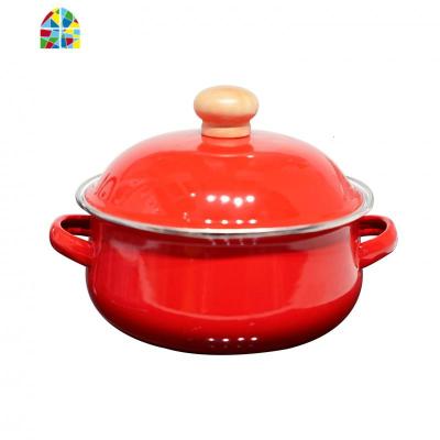 日式18cm 1.5L 珐琅搪瓷西红柿汤锅含保鲜盖燃气电磁炉 FENGHOU 番茄款