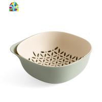 双层洗菜盆厨房洗菜篮水果篮家用水果盘创意客厅果盘蓝 FENGHOU O派浅绿色