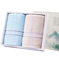 洁丽雅毛巾礼盒2条装新疆棉纯色舒适柔软加厚吸水W1312-1