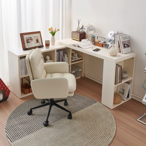 全友家居现代简约书桌客厅可旋转书桌柜软包书椅