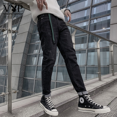 花花公子贵宾春秋男士牛仔裤裤子潮牌潮流网红哈伦裤时尚休闲百搭帅气快手