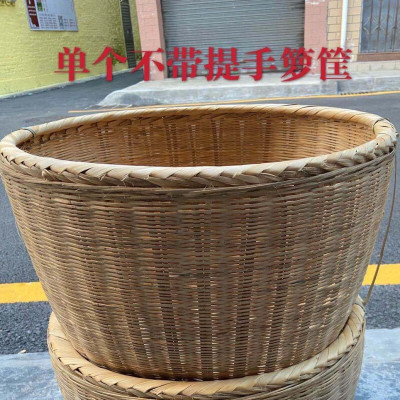 润华年竹编大号箩筐箩篼淘米筐粮食竹筐结婚喜事竹箩竹编制品餐厅摆设用 加大号直径47高36cm