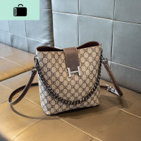 女包包2020新款夏天时尚链条手提水桶包洋气单肩包质感斜挎包潮NEW LAKE 灰色女斜挎包