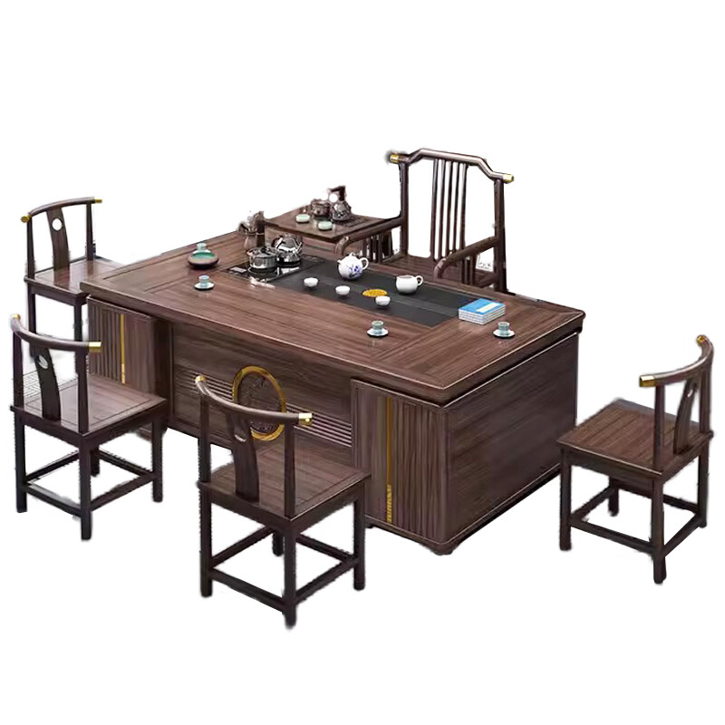晋舰 新中式茶桌椅组合茶台茶具套装一体桌阳台办公室泡茶桌1.6米
