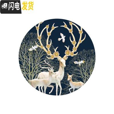 三维工匠钻石画2020新款满钻5d客厅玄关圆形发财麋鹿水晶 满钻全贴[50*50cm]配套铝合金画框带玻璃背板联系十字绣