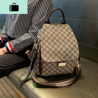 夏双肩包女2020年新款潮韩版百搭大容量休闲简约时尚旅行背包大包NEW LAKE 咖色