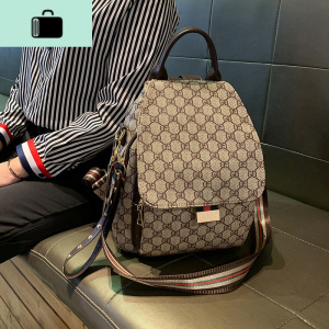 夏双肩包女2020年新款潮韩版百搭大容量休闲简约时尚旅行背包大包NEW LAKE 咖色 咖色