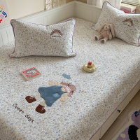 卡通毛巾绣牛奶绒床盖单件冬季加厚珊瑚绒夹棉床单加绒床垫三件套