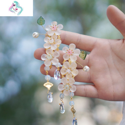 萌乎-原创手工头饰女童中国风玉坠发夹小女孩发卡襦裙配饰你那么美兔子一对