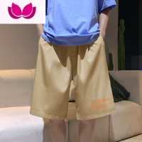 七斓冰丝休闲短裤男潮流宽松ins直筒阔腿五分裤港风夏季百搭简约中裤