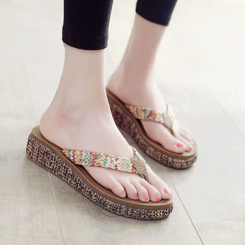 外穿时尚海边厚底编沙滩凉拖鞋网红女神仙女夹板凉拖9评价月销:0品牌