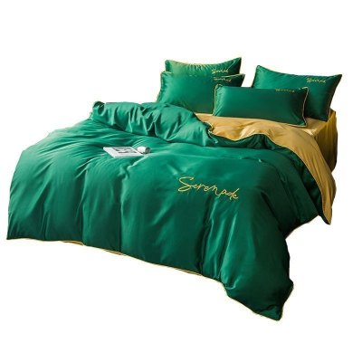 美帮汇被套冰丝床单四件套 夏天丝滑被单欧美风单人床三件套男