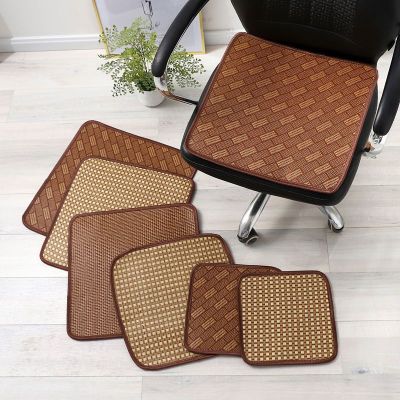 夏季加厚防滑藤席坐垫办公室椅子垫汽车坐垫餐椅垫学生凳子垫