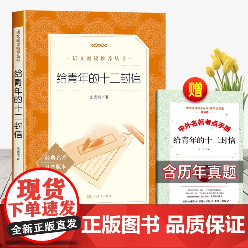 给青年的十二封信朱光潜正版原著人民文学出版社八年级下册必读课外书老师初中生初二8下中学生语文阅读思想修养青年读物 美学