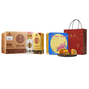 贵州习酒 金质习酒53度 500ml*6 整箱装（新版）送元朗荣华双黄白莲蓉广式月饼中秋送礼礼盒装740克