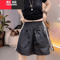 YIBUSHENG时尚小个子三条杠休闲裤女2024季新款宽松洋气显瘦百搭阔腿短裤