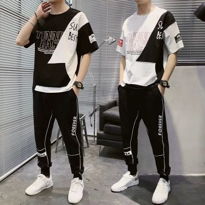 男士短袖套装夏季新款韩版潮流网红两件套运动休闲帅气一套男装诺妮梦