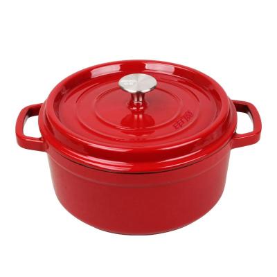 申魔炒菜锅多功能料理锅无涂层聚油爆炒精铁锅不易锈燃气电磁炉通用红色恋人珐琅汤锅SC22K6824cm