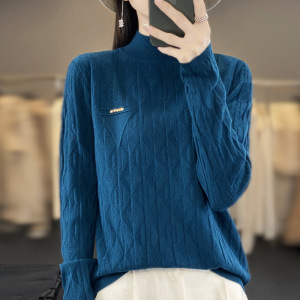 女装半高领安迪绒针织衫秋冬软糯毛衣女小众时尚感外穿长袖打底衫