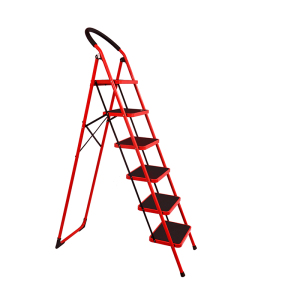 好企来 碳钢 6步圆扶手钢管梯 红 BY—0049 2米/架