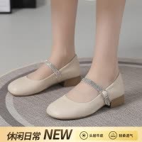 法式真皮玛丽珍小皮鞋女夏新款软底简约仙女风百搭浅口单鞋