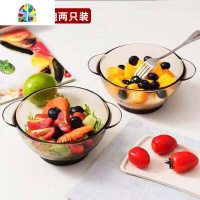 可微波炉加热大号汤碗单个泡面碗家用带盖水晶煲汤煲拉面碗双耳碗 FENGHOU 透明0.7升带盖水晶煲+麦香汤勺