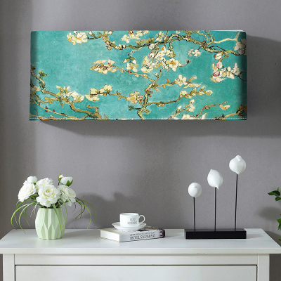 幸福派 挂机空调罩格力美的挂机空调防尘罩开机不取卧室1.5P匹挂式空调罩套盖布 4001梵高杏花 92*20*35cm