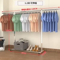 不锈钢晾晒架子挂衣服落地家用阳台简易卧室折叠室内凉衣架 三维工匠 豪华2.0米[加粗加厚不锈钢]可伸缩-有轮 1个