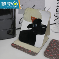 敬平ins风折叠小镜子化妆镜学生宿舍简约梳妆镜台式桌面可立家用便携 小号咖花化妆镜便携式用镜