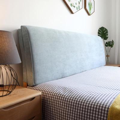 美帮汇定制北欧实木床上靠垫榻榻米无床头板软包自粘布艺罩可拆洗 雾霾蓝 无床头款150*58*10CM