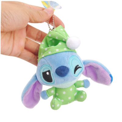 可爱小号史迪仔公仔毛绒玩具小挂件布娃娃玩偶背包挂饰创意绿色睡衣B10-14厘米