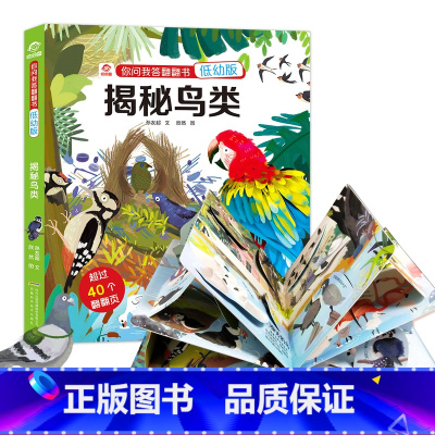 [正版]揭秘鸟类体翻翻书 低幼版 你问我答翻翻书揭秘系列儿童3d立体书 3-6-7-10岁少年儿童版科普百科全书翻翻书幼