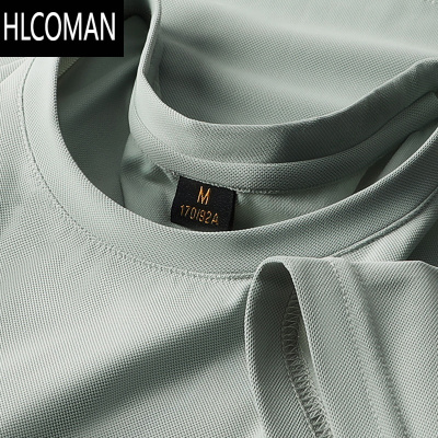 HLCOMAN夏季冰丝圆领短袖t恤男士透气速干运动上衣薄款健身半袖打底衫潮