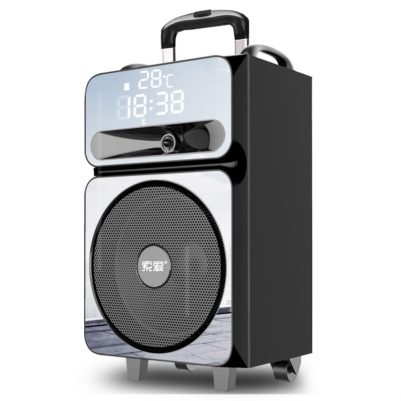 索爱q27 广场舞音响移动拉杆音箱户外ktv便携k歌12寸家用带无线话筒