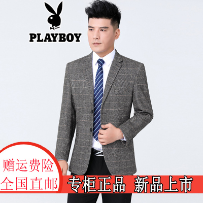 花花公子(PLAYBOYICON)旗舰店西服外套上衣专柜正品2020秋冬季厚款大码商务正装免烫职业装单件小西装外套男