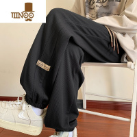 YANXU杏色百搭裤子男款夏季薄款华夫格束脚卫裤大码宽松美式潮牌运动裤