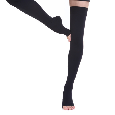 棉花朵朵医用静脉曲张压缩袜二级压力男女高弹力护腿袜医用弹力袜黑色长筒L号