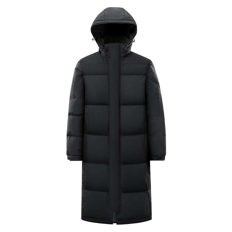 中长款冬季情侣羽绒服加厚保暖大衣纯色连帽休闲百搭长款外套