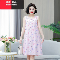 YIBUSHENG装新款无袖睡裙中年妈妈装季睡衣过膝裙子女透气棉绸舒适睡裙