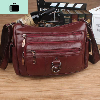 皮斜挎包中年女士单肩包头层牛皮女包软皮妈妈包挎包小方女包包NEW LAKE