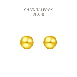 周大福珠宝首饰金珠足金黄金耳钉计价(工费:220元) EOF683精品