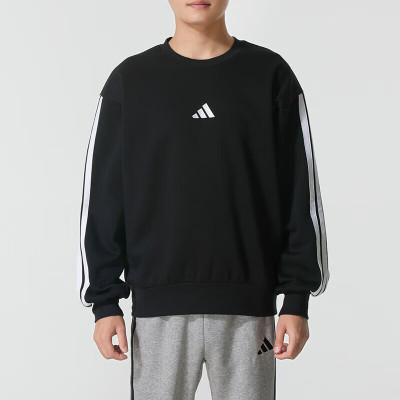 阿迪达斯(adidas)卫衣男装新款三条纹加绒休闲运动服套头衫JE6304 ZP