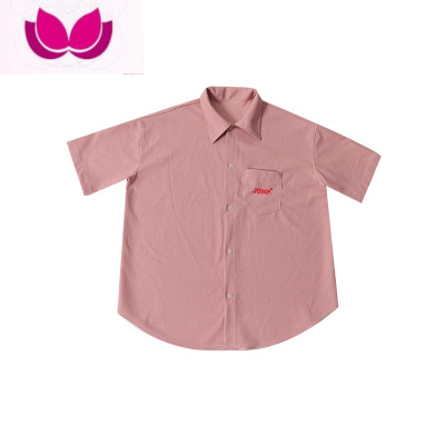 七斓MP NEXT 国潮牌情侣嘻哈夏季华夫格宽松百搭休闲印花短袖衬衫