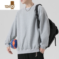 YANXU潮牌日系纯色圆领卫衣上衣男ins潮流港风宽松打底长袖