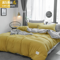 ins水洗棉四件套网红款秋冬床上用品北欧风宿舍被套床单人三件套4 三维工匠