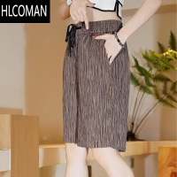 HLCOMAN男冰丝短裤夏季薄款宽松直筒五分裤子松紧腰百搭复古中裤